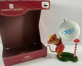 Carlton Cards Heirloom Ornament 2006 In The Swing  Mouse Golfing Xmas Eve Flyer - $12.86