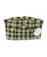 Meraki Womens Yellow Black Plaid Pull On Bustier Strapless Cropped Top S... - $9.89