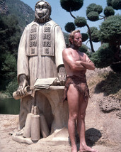 Charlton Heston 16x20 Canvas in front of statue of Caesar from Planet of the - $69.99