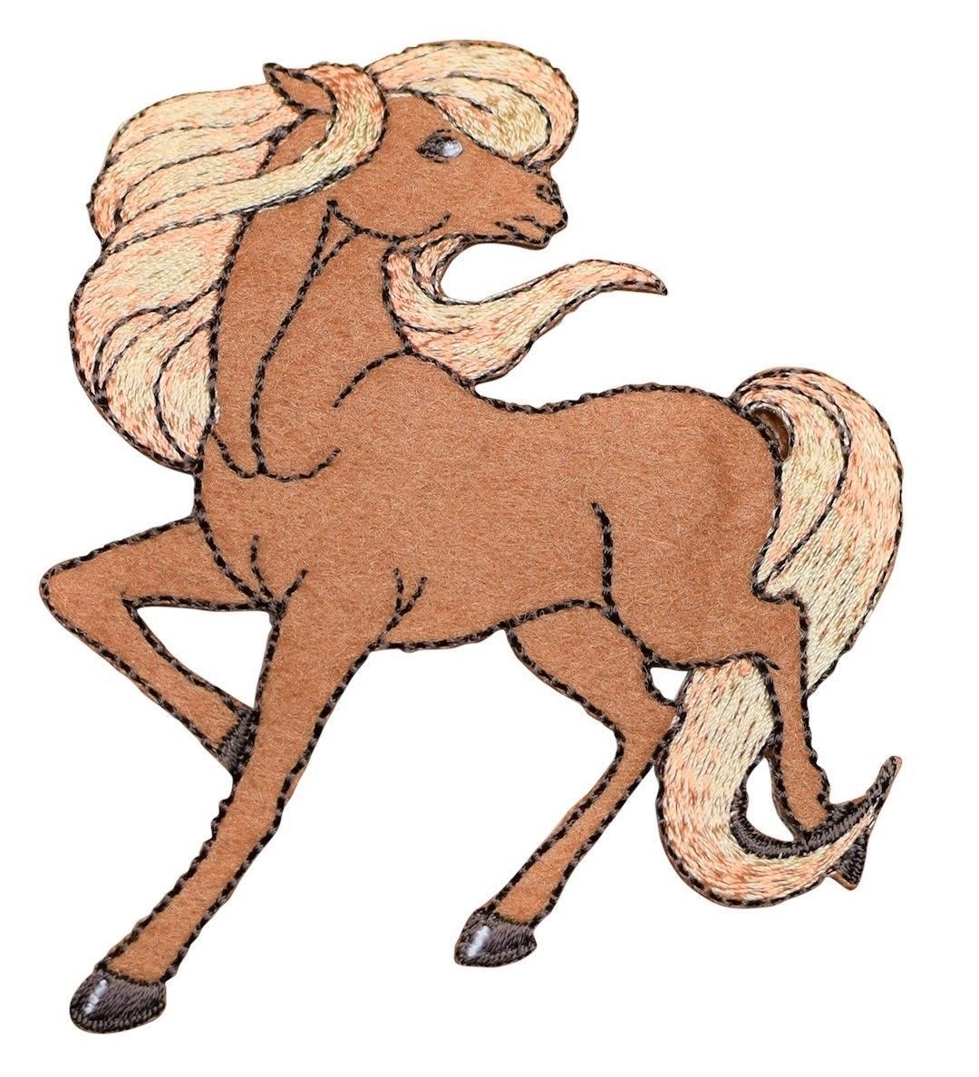 Felt Horse Tossing Head Applique Patch (Iron on) Patches