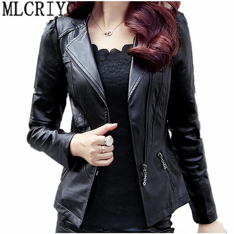 2019 Spring Autumn Pu Leather Jacket Women Soft Faux Leather Coat Short Slim Bla Coats And Jackets 