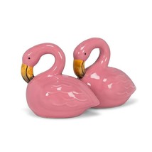 Pink Flamingo Salt and Pepper Shakers Set Ceramic 3" High Tropical Bird Glossy