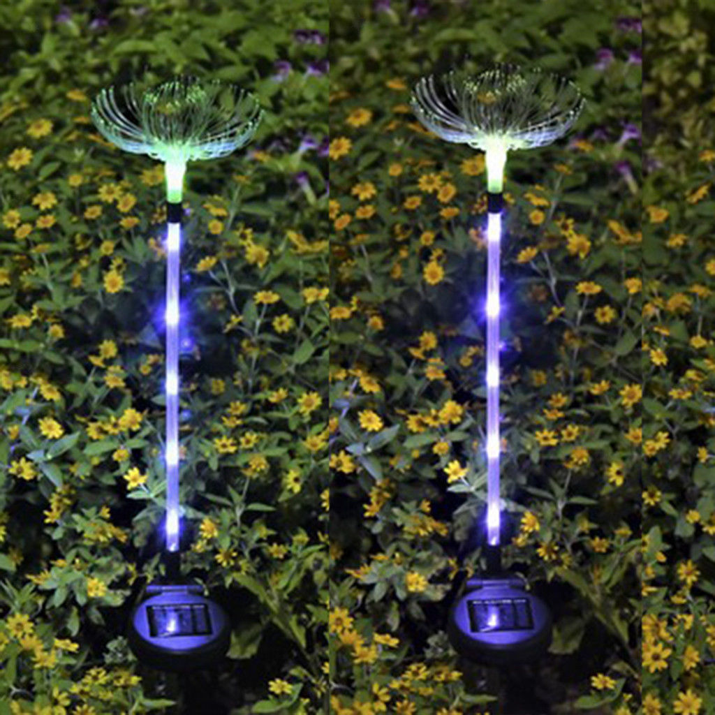Solar Garden Light LED Fiber Optic Dandelion Stake Yard Color Changing
