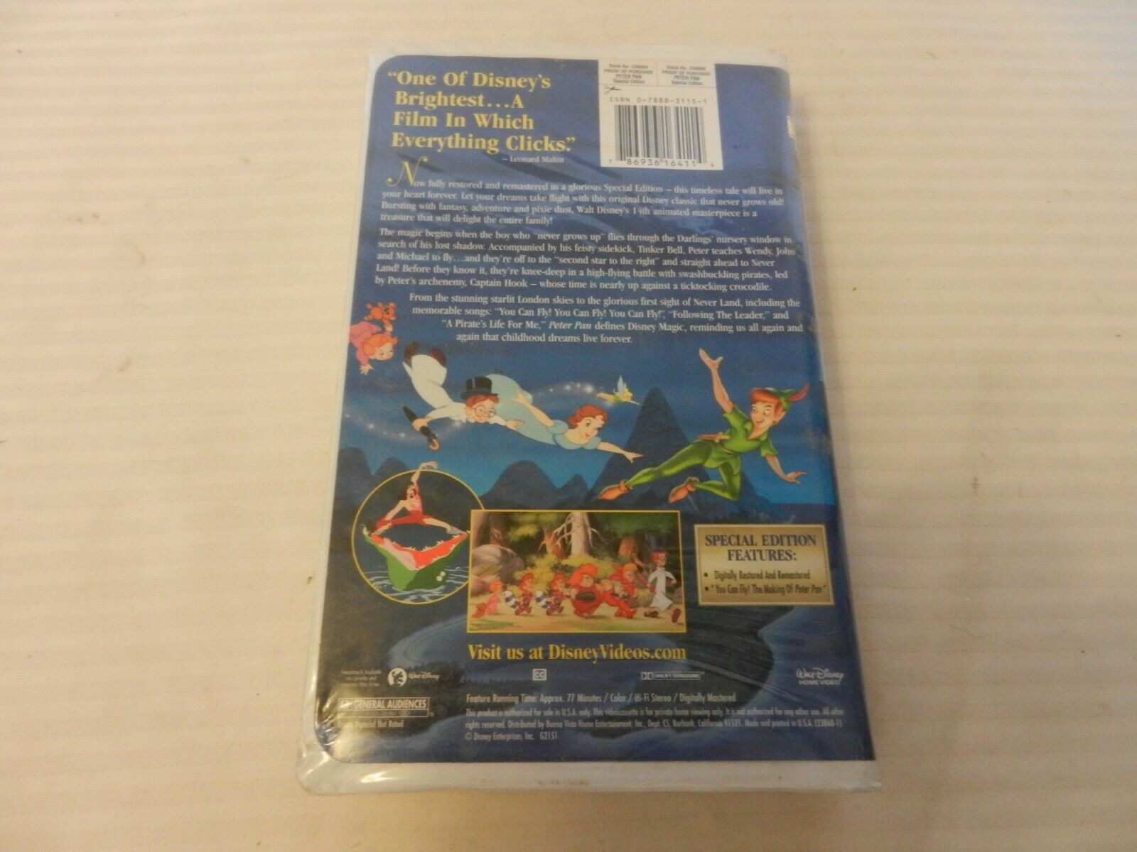 Peter Pan (VHS, 2002) Walt Disney's Special Edition Clam Shell - VHS Tapes