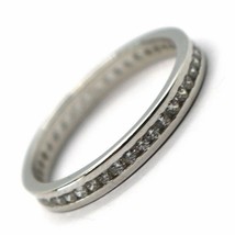 18K WHITE GOLD ETERNITY BAND BINARY RING, WHITE CUBIC ZIRCONIA, THICKNESS 3 MM image 1