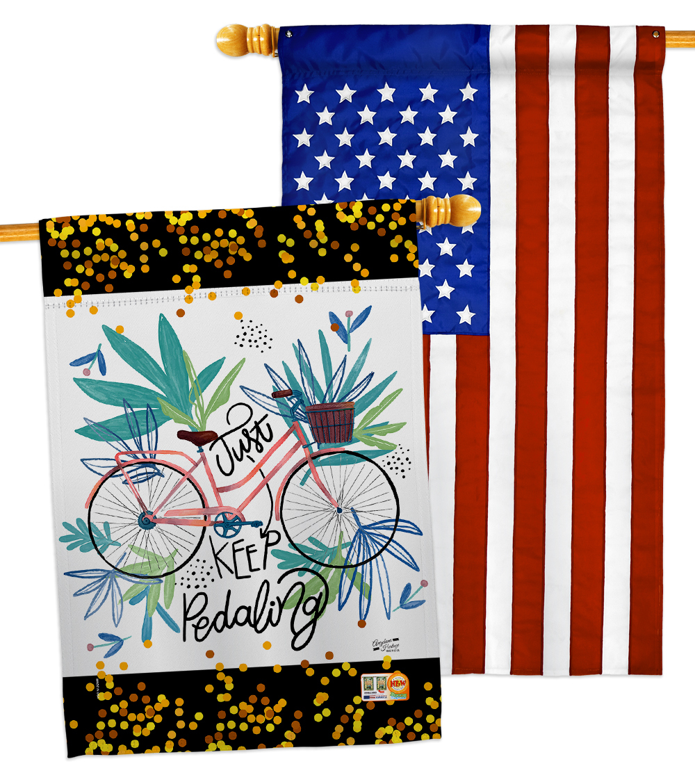 Keep Pedaling - Impressions Decorative USA Applique House Flags Pack