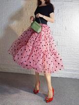 Emerald Green Polka Dot Tulle Skirt A-line Emerald Green Tulle Midi Skirt Outfit image 6