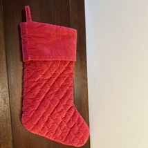 Pottery Barn NO MONOGRAM Channel Quilted Red Velvet Christmas Stocking - $34.64