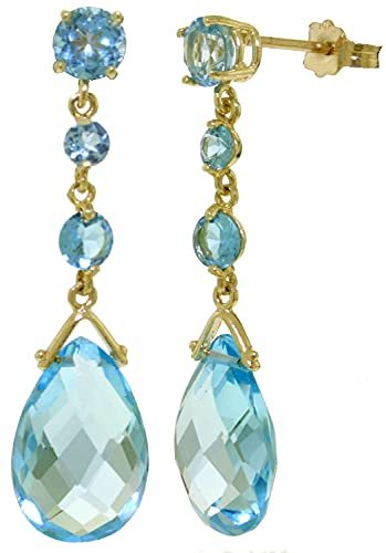 Galaxy Gold GG 14k Solid Gold Blue Topaz Dangle Earrings