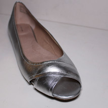 Lands End Women's Size 9 B, Leather Open Toe Ballet Flat, Soft Silver - $39.99