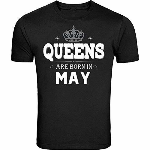 Queens Are Born In May Birthday Month Humor Black T-Shirt (4XL)
