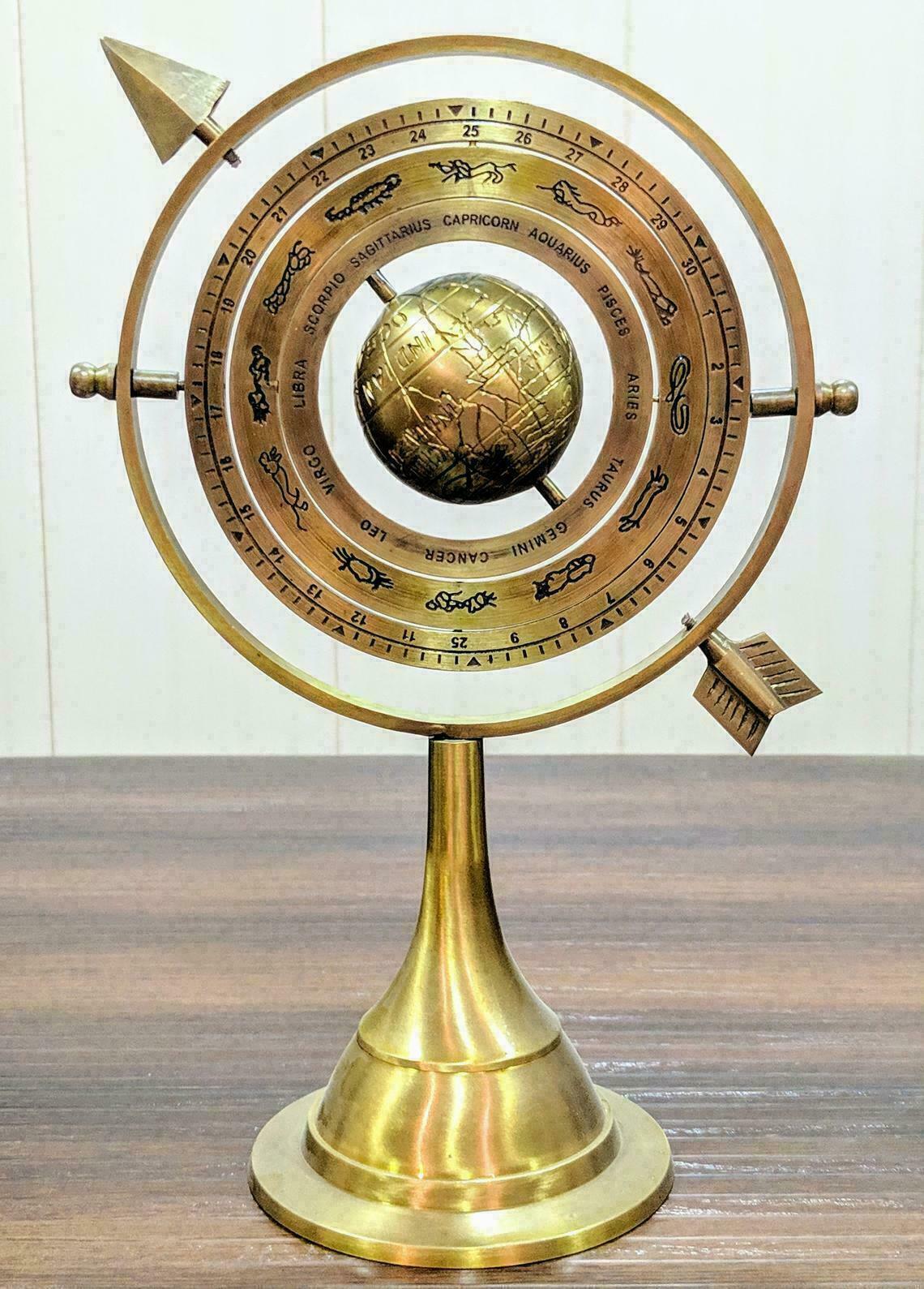 Nautical Brass Globe Armillary Globe Showpiece, Brass Armillary Decor