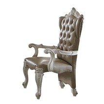 Acme Versailles Vintage Gray Faux Leather Arm Chair Set Of 2 - $1,053.19