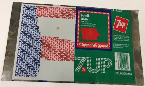 Iowa Unrolled Aluminum “7 UP” Can 1846 States - United We Stand - $14.11