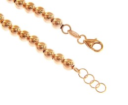 18K ROSE GOLD 4mm BALLS BRACELET, 18cm, 7.1&quot;, SMOOTH SPHERES, MADE IN ITALY - $530.00