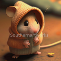 A cute little mouse in a hoodie, wall art #4 of 7 in this collection. - $1.99