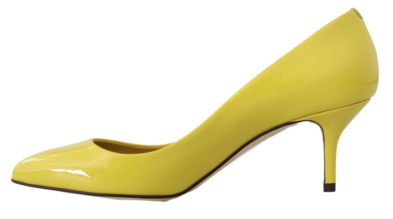 yellow leather pumps