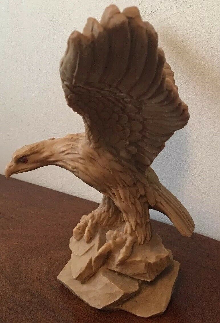 Beautiful Large Resin Carved Tan Eagle Statue Figurine Eagles