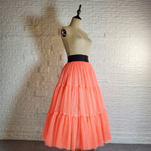 LIME GREEN Tiered Tulle Skirt Lady Full Long Party Skirt High Waisted Plus Size  image 15