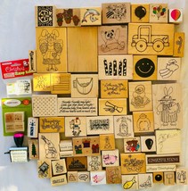 74 Rubber Stamps Assortment New &amp; Used Variety of Makers 7 lbs Box #5 - $29.02