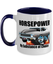 1971 Chevy Nova Horsepower Muscle Car CARtoons - 11 oz Blue Two-Tone Cof... - $18.99