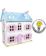  Beautiful wooden dollhouse - Alpine Villa - with furniture + LED lights... - $169.94