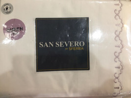 Sferra San Severo Cassie 1442 4pc Queen Sheet Set Embroidered WHITE-LAVANDER Nip - $319.76
