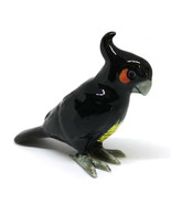 Porcelain Black Cockatoo Bird Figurine Handmade Ceramic Miniatures Collectible - $4.50