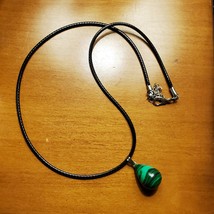 Malachite Pendant Necklace, green polished stone crystal jewelry image 3
