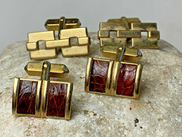 2 Sets of Swank Cufflinks Vtg Goldtone Rectangle Mens Jewelry Clothing A... - $34.95