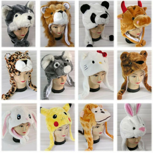 SQUIRREL ANIMAL CARTOON PLUSH FLUFFY HOODED HAT CAP BEANIE EARMUFF-COSTUME-DRESS
