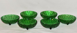 6 Anchor Hocking Green Oyster & Pearl Berry Bowls Vintage Depression Glass Bowls - $55.00