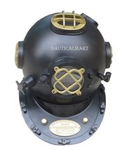 NauticalMart U.S Navy Mark V Solid Brass Diving Divers Helmet Black Finish