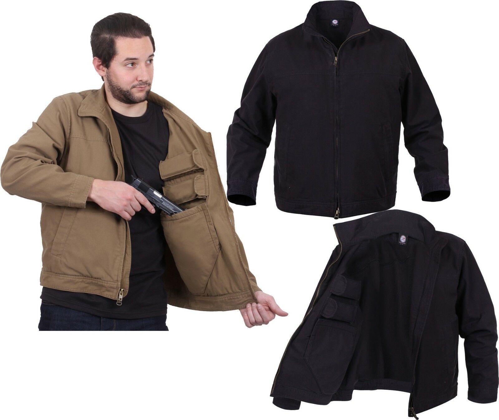 Tactical Concealed Carry Lightweight Jacket Ambidextrous Ccw Solid Coat Coats And Jackets 