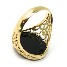 18K YELLOW GOLD BAND MAN RING, SAILING CLIPPER SHIP, FINELY WORKED, BLACK ENAMEL image 5
