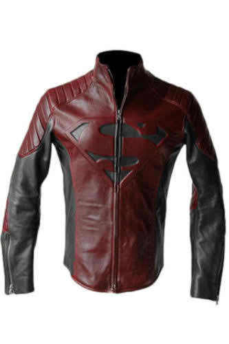 NEW SUPERMAN MAN OF STEEL SMALLVILLE BLACK AND RED LEATHER S SHIELD JACKET- BNWT