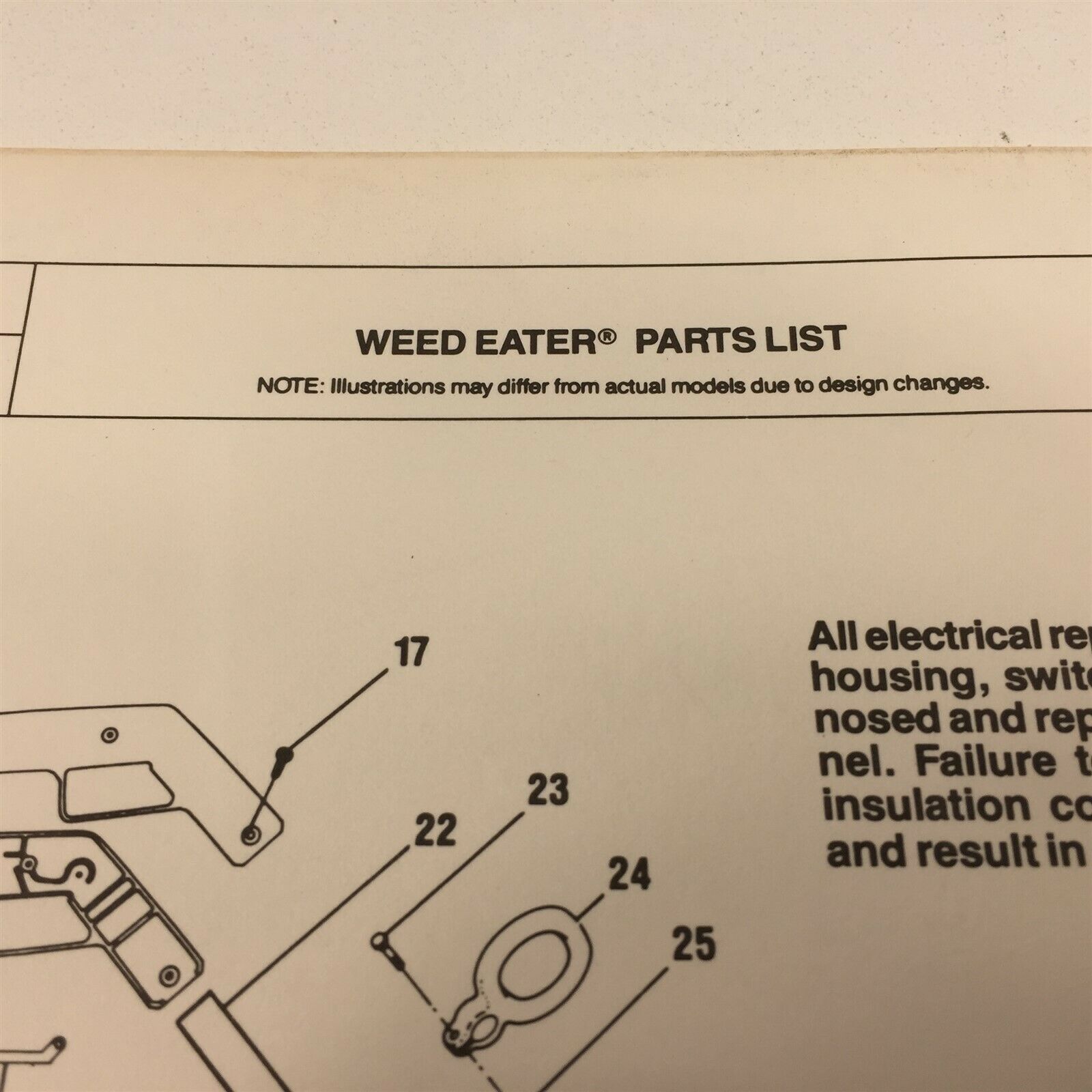 1987 Weed Eater Model 1214 1216 Line Trimmer Parts List 66668 8/1/87 String Trimmer Parts & Accs
