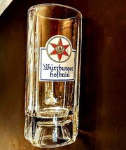 Wurzburger Hofbrau Beer Stein Clear Glass Mug Red Star Crown Logo made G... - £11.02 GBP