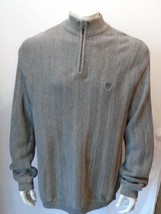 Chaps Gray Long Sleeve Herringbone Knit Mock 1/4 Zip Men's Sweater Size Large - $23.99
