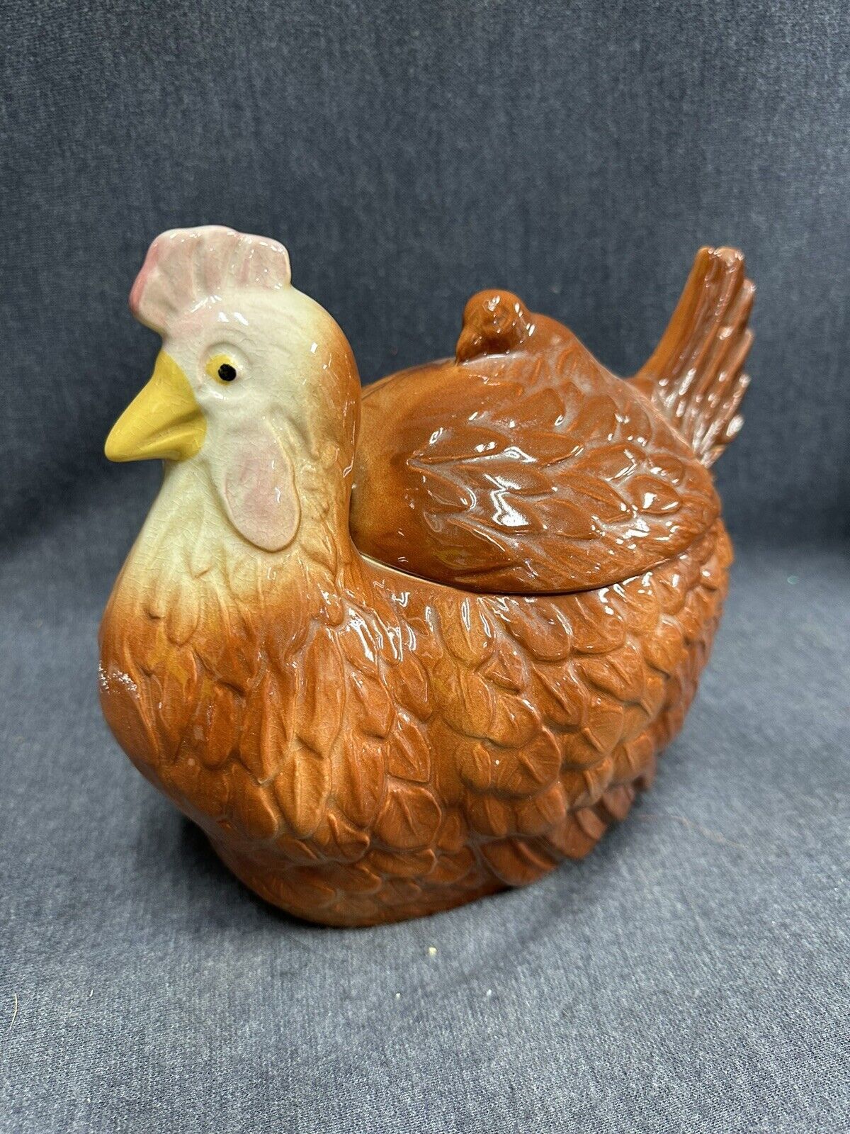 Vintage 1950 S Fapco Chicken Hen Chick Ceramic Cookie Jar USA   S L1600 