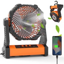 Camping Fan With Led Lantern, 10000Mah Rechargeable Battery Operated Por... - $73.99