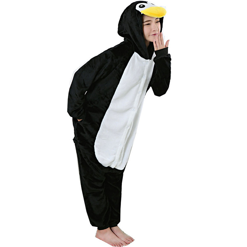 Adults' Kigurumi Pajamas Penguin Onesie Pajamas Flannel Toison White Cosplay For