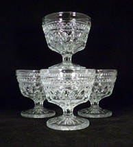 Anchor Hocking Wexford 4 Clear Champagne Sherbets Stemmed 3.75" Tall Vintage - $5.25