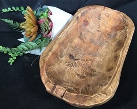 Small Dark Wood Bowl, Rustic Farmhouse Table Decor, Carved Wood Bread Bo... - $70.00