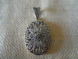 925 Sterling Silver Marcasite Pendant 1 5/8" (Hallmarked In The Uk) - $48.01