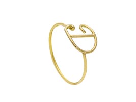 18K YELLOW GOLD SMOOTH WIRE 1mm RING, LETTER INITIAL D LENGTH 10mm 0.4" image 1