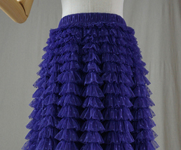 Purple Tiered Tulle Skirt Polka Dot Layered Long Tulle Skirt US0-US24 image 5