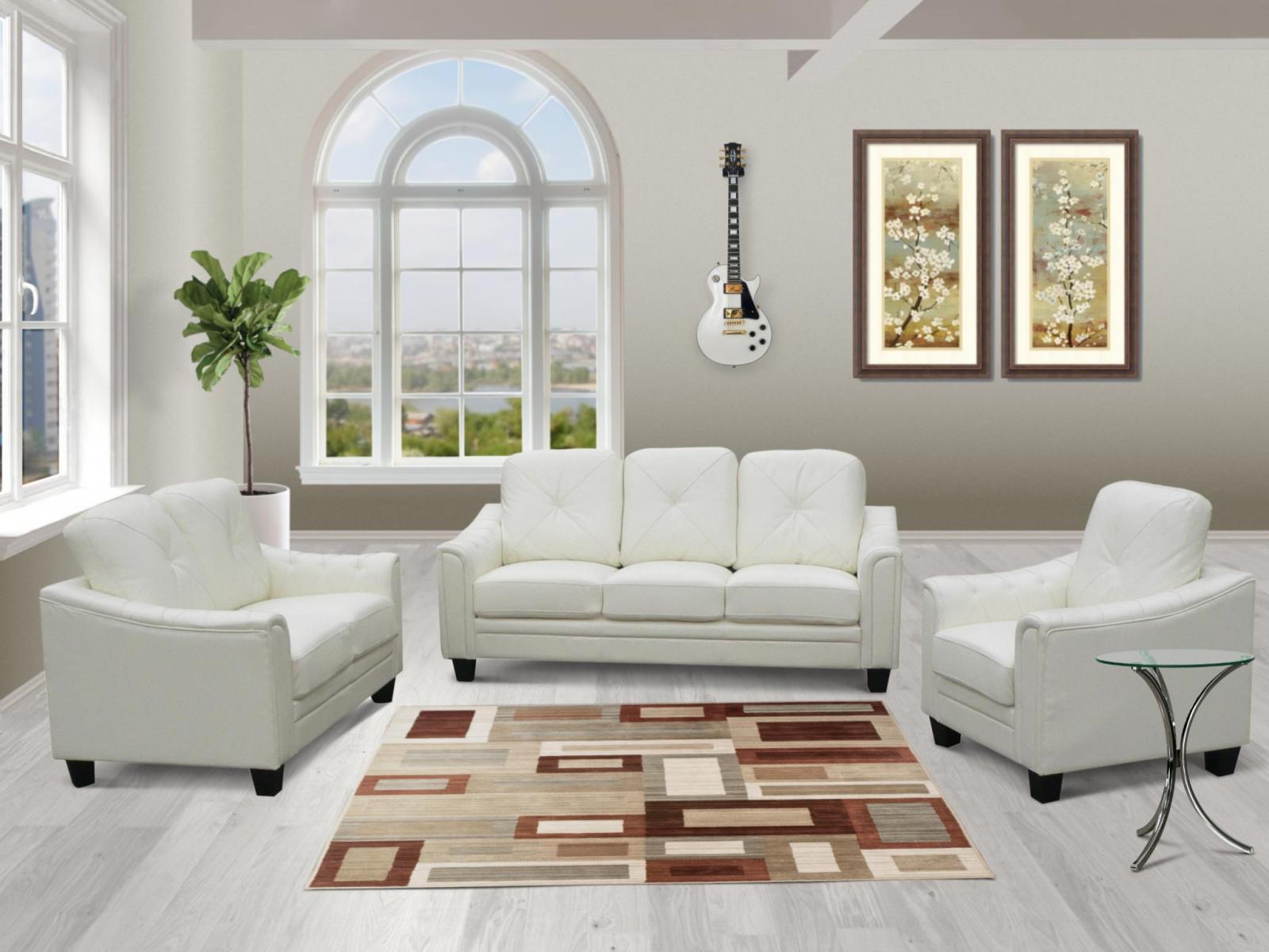 Myco Furniture Walden Modern White Bonded Leather Living Room S L1600