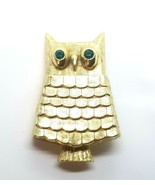 VTG Avon Régence Green Rhinestone Eye Owl Solid Perfume Locket Brooch Pin - $26.00