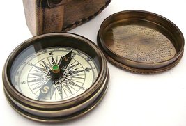 NauticalMart Robert Frost Poem Compass-Pocket Compass w Leather Case